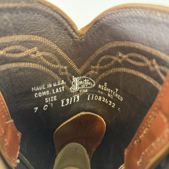 Justin Lizard Boots Women's 7 C Wide 3113 Cowgirl Boots Peanut Brittle Western - Picture 12 of 13